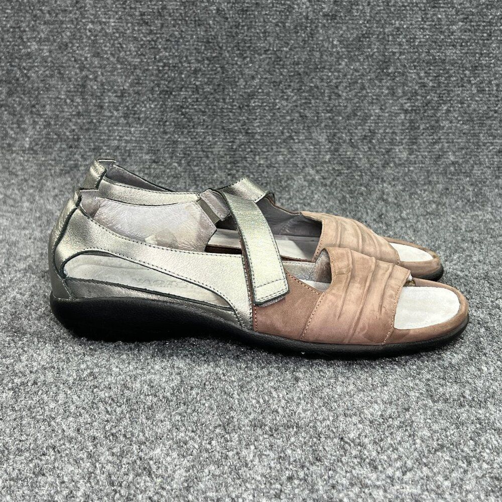 NAOT Papaki Sandals Women's Size 9 Brown Silver Leather Slip On Comfort Shoes